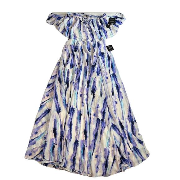Lulus Ingenue Purple Print Two-Piece Maxi Dress Womens Large Watercolor Travel - Picture 1 of 13